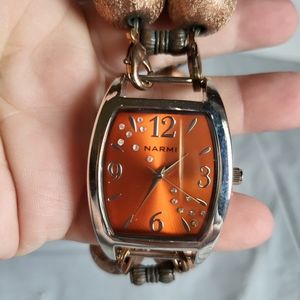 NARMI Ladies Wide Gold And  Bronze Changeable Band Quartz Wrist Watch Works!